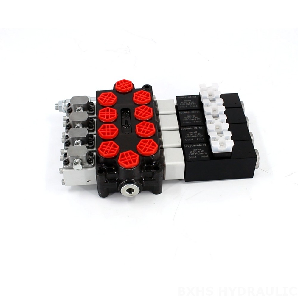 Q45 4 Spool Monoblock Valve: Solenoid & Manual Operated Hydraulic Flow Control image